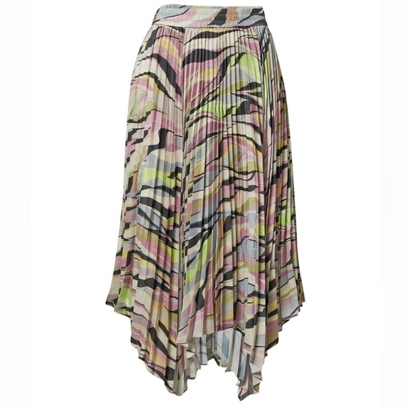 Ted Baker London Abstract-Print Pleated Asymmetric Skirt US Size 8 - Picture 4 of 8